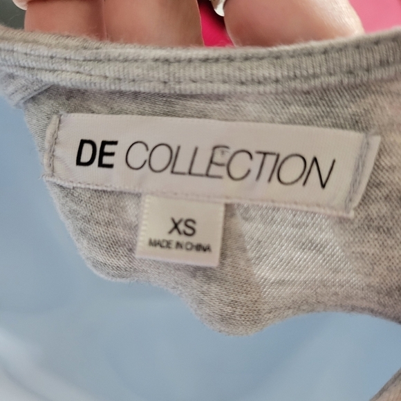 DE Collection Women's XS Heather Grey Cap Sleeve Midi Dress V-neck Keyhole Soft - Picture 3 of 10